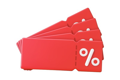 3D Red Percentage Discount Coupons