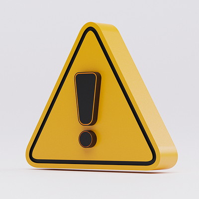 3D Yellow Caution Warning Triangle